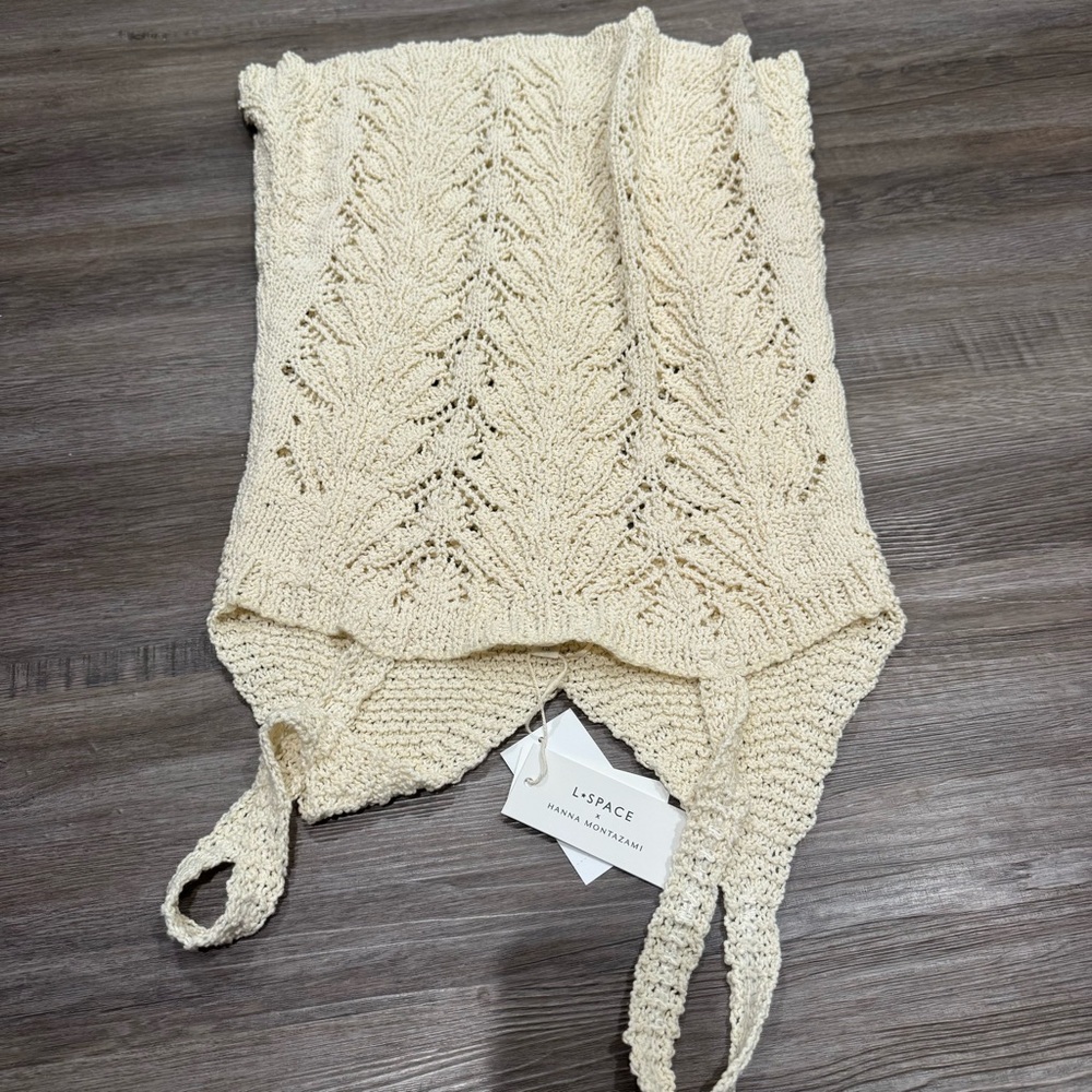 L*space X Hanna Montazami Lisola Crochet Cover Up Dress in Tapioca - Picture 8 of 11